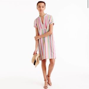 J. Crew paste rainbow striped linen shirt dress